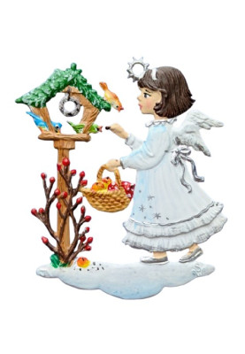 Zinn Engel mit Vogelhaus