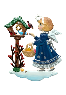 Zinn Engel mit Vogelhaus