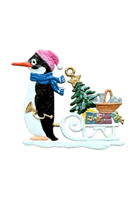 Zinn Pinguin mit Schlitten