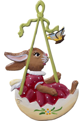 Pewter Bunny Girl in a Swing