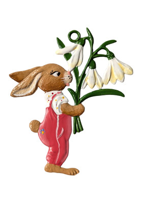 Pewter Bunny with Snowdrop