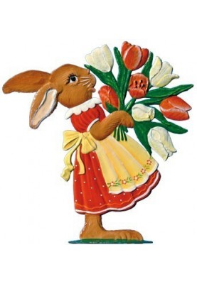 Hasenmädchen mit Tulpen zum Stellen